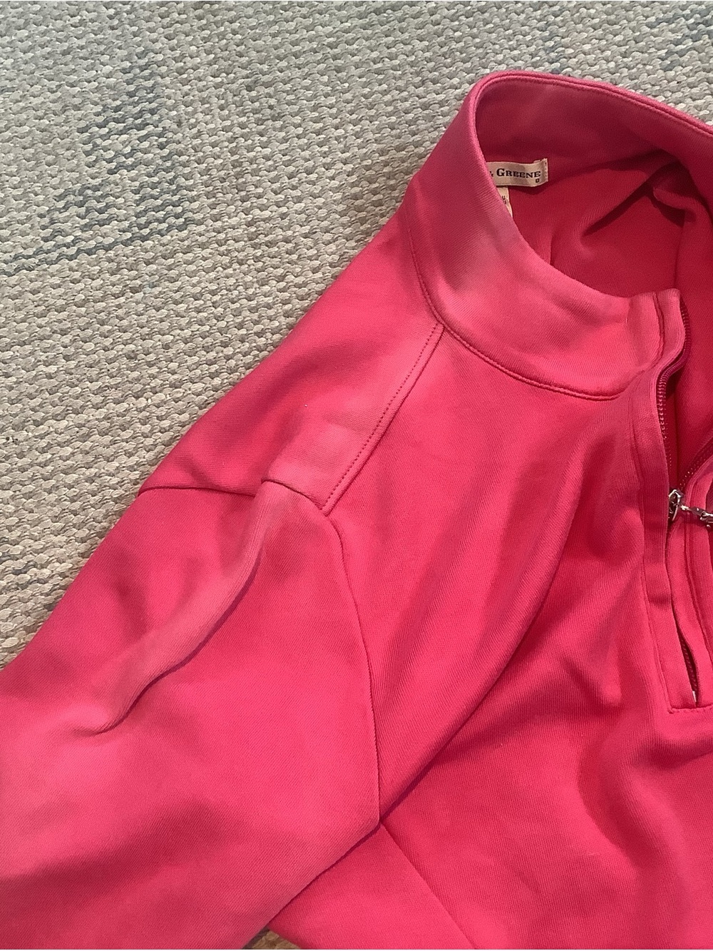 Fairway & Greene Pink Quarter-Zip Pullover with Teal Logo Women’s Sz Small - Picture 7 of 7